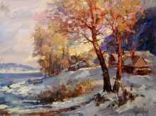Behind The Volga at Christmas - oil, canvas