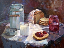 Still Life With Currant Jam - oil, canvas