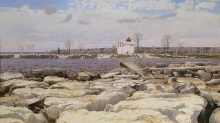 At The River Of Velikaya Vybuty - oil, canvas