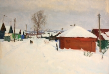 Winter In Kazhleika. Sketch - oil, cardboard