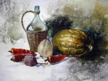 Still Life With Vegetables - watercolors, paper