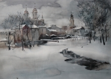 Warm Winter - watercolors, paper