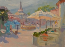 Gurzuf, Town Square - oil, canvas
