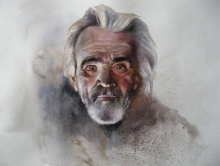 Portrait Of A Senior Man - watercolors, paper