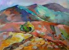 Red Mountains - oil, canvas