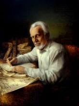 Portrait Of Roman Ivanichuk At His Desk - oil, canvas