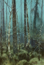 Fog In The Woods - oil, canvas