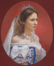 Portrait Of A Girl In Tiara - oil, canvas