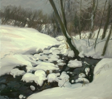Unfreezing Brook - oil, canvas