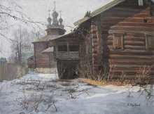 Spring Village In Village Of Holm - oil, canvas