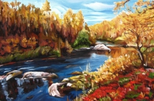 Autumnal Palette In Karelia - oil. canvas