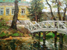 Pushkin Bridge - oil, canvas