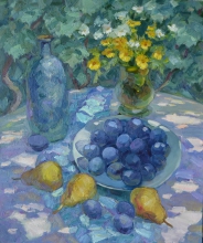 Pears And Plums - oil, canvas