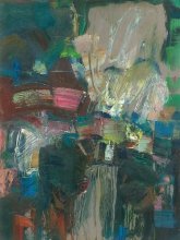 Birch Trees After Rain - oil, paper