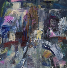 Spring Trails And A Road - oil, canvas on cardboard