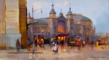 At the Station At 8 PM - oil, canvas