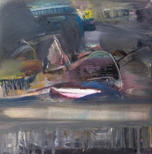 Thawed Old Boat - oil, canvas on cardboard