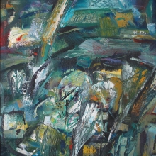 Landscape With A Place For The Rainbow - oil, canvas on cardboard