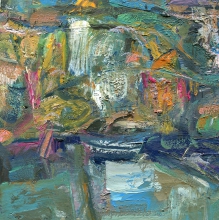 Landscape In October - oil, canvas on cardboard
