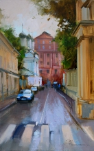 After Rain. Chernigovsky Lane - oil, canvas