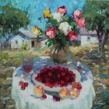 Still Life With Cherries - oil, canvas