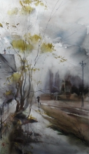 Autumn Rains - watercolors, paper