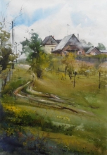 The Village - watercolors, paper