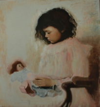 Girl With A Doll - oil, canvas