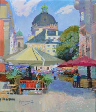Old Town - oil, canvas