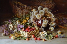 Strawberries And Dandelions - oil, canvas