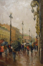 On Nevsky Prospect - oil, canvas