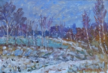 Winter Birch Trees - oil, canvas