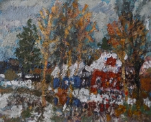 Red House - oil, canvas
