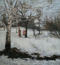 Winter Walk - oil, canvas