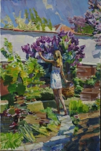 Angelica And Lilac - oil, canvas