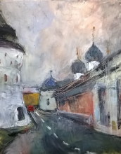 You Are Not Alone. Street In Old Town - oil, canvas